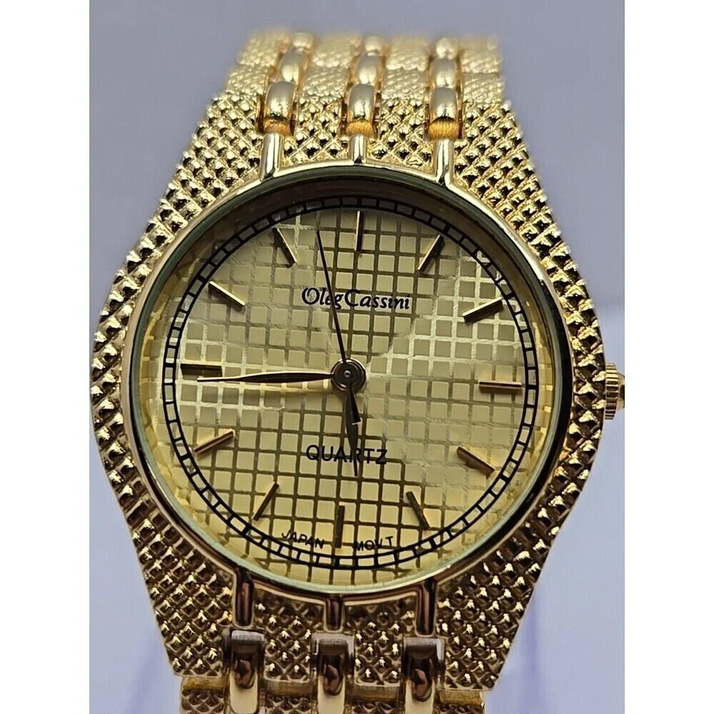 Oleg Cassini Womens Quartz Watch Gold Tone Mesh Bracelet Japan Movt New Battery